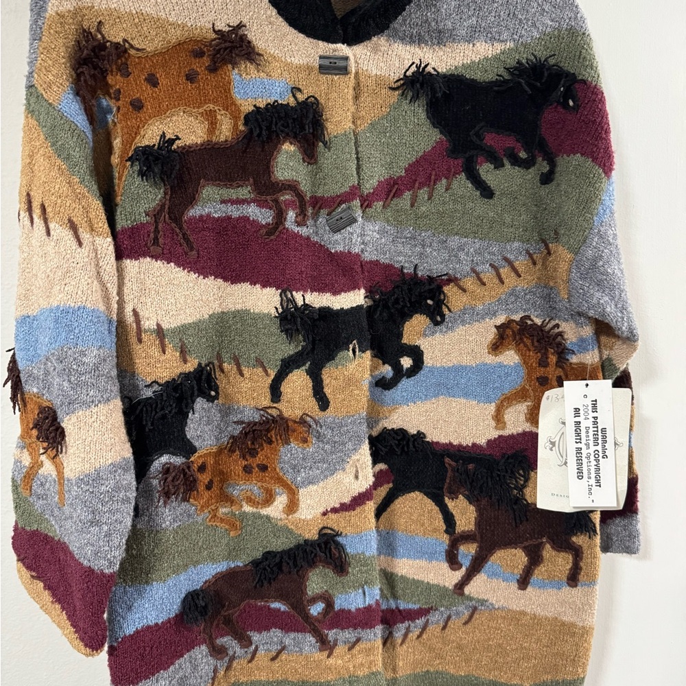 Vintage Horse Pattern Cardigan
